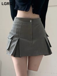 Skirts LGRQ Summer Fashion Women's High Waist Pleated Mini Length Half Body Tight Women's WV83301L 230403