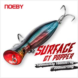 Baits Lures Noeby Popper Fishing Lures Topwater Floating Wobbler 12cm43g 16cm78g 20cm154g Saltwater Artificial Hard Bait for GT Fishing Lure 230331