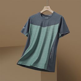 Men's T-Shirts Quick Dry Sports T-shirt Men's Short Sleeve Summer Casual Patch Work Plus Large 3XL T-shirt Top T-shirt 230403