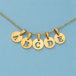 Pendant Necklaces Fashion Initial Letter Name Necklace Gold Colour Stainless Steel Small Alphabet For Women Jewellery Wholeasale