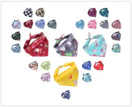 Dog Collars Pet Print Triangle Scarf Plaid Stripe Bib Accesorios Christmas Birthday Saliva Towel Large Accessories