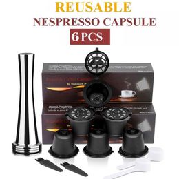 Coffee Philtres icafilas Reusable Capsule for Nespresso Machine with Stainless Philtre Mesh Refillable Espresso Pod Kitchen Tamper 230331