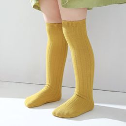 Socks Toddler Kids Baby Girls Casual Solid Ribbed Knee High Antislip Stockings Long Tube Sock Infant 1-6 Years