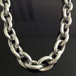 Chokers 7"-40" Huge Jewelry Men's 316L Stainless Steel Silver Color Big O Link Chain Necklace High Quality 8111315mm Not Fades 230403