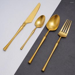 Dinnerware Sets Golden Household Cutlery Set 16 Pcs Flatware Stainless Steel Forks Knives Spoons Travel Tableware High-End