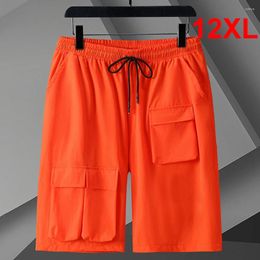 Men's Shorts 12XL 11XL Plus Size Men Summer Cargo Fashion Casual Orange Short Pants Big Bottom Solid Color