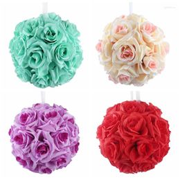 Decorative Flowers 6" Wedding Silk Pomander Kissing Ball Artificial Flower Ornament For Garden Market Decoration