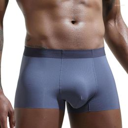 Underpants Ice Silk Male Underwear Seamless Breathable Soft Smooth Mens Boxers Thin Quick Drying 4XL Large Size Man Solid
