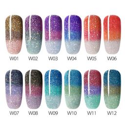 color changing nail gel set 12 colors lot glitter temperature gel polish kit 5ml canni manicure soak off nail art varnish2708633