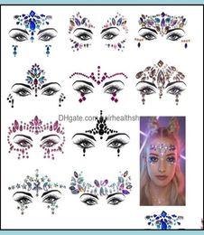 Nail Art Decorations Salon Health Beauty Rhinestone Festival Face Jewels Sticker Fake Tattoo Stickers Body Glitter Tattoos Gems Fl7666575