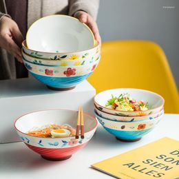 Bowls Creative Ceramic Tableware Hand-painted Ramen Noodle Bowl Underglaze Salad Large Household Kitchen Dinner Ware