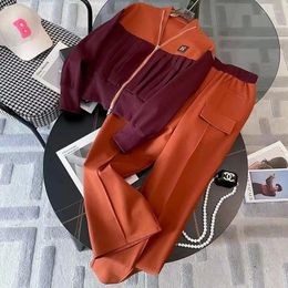 Women's Two Piece Pants Fashion Sets Womens Outifits Autumn 2023 Zip Up Jacket And Wide Leg Suit Female Clothing Sweatsuit Ruffles