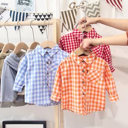 Kids Shirts Spring Autumn Boy's Shirts Casual Long Sleeve Kids Girls Blouses for Children Toddler Clothes Infant Baby Boy Plaid Shirt Gifts 230403