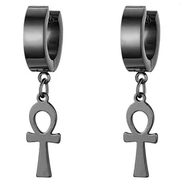 Dangle Earrings Vintage Cross Egypt Ankh Stainless Steel For Men Women Hypoallergenic Black Gold Silver Colour Drop