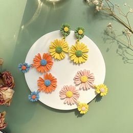 Dangle Earrings 1 Pair Fashion Small Fresh Sen Female Silver Needle Daisy Flower Design Sense Korean