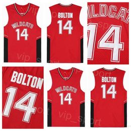 Movie High School Wildcats Basketball Jerseys 14 Troy Bolton Shirt College University Pure Cotton For Sport Fans All Stitched Team Red Size Breathable Mens NCAA