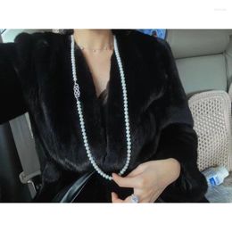 Choker Natural Deep Sea Shell Pearls Perfect Circle Pearl Multi-Wearing Sweater Chain Necklace