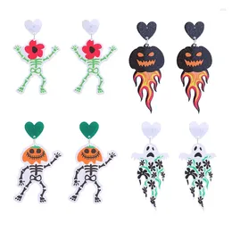 Dangle Earrings 2023 Funny Pumpkin Skeleton Ghost For Women Girls Colorful Personality Acrylic Halloween Party Gifts