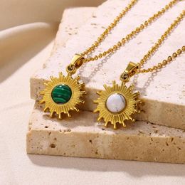 Pendant Necklaces Bohemia Sun Necklace For Women Stainless Steel Natural Stones Choker Bohemian Ethnic Style Jewelry