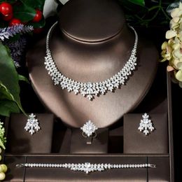 Necklace Earrings Set Fashion Top Quality White Gold Colour Cubic Zirconia Bridal Jewellery Wedding And Earring Sets Party Accessories N-120