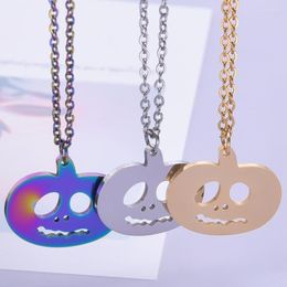 Pendant Necklaces Silver Colour Stainless Steel Halloween Jewellery Trendy For Party Fashion Slice Grimace Pumpkin Gold Chain