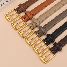 Belts High Grade Antique Copper Needle Buckle Double-Sided Cowhide Thin Waistband Retro Women's Leather Simple Waist Coat Jeans Belt