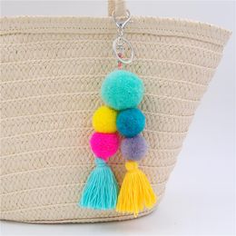 Keychains 1pc Woollen Yarn Big Ball Pom Bag Charms Bohemia Tassel For Women Boho Jewellery Party