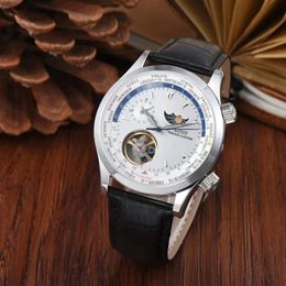 42mm High Quality Mens Automatic Watch Mechanical Sapphire Moon Phase Year Month Rose Gold Black Blue Leather Tourbillion 123