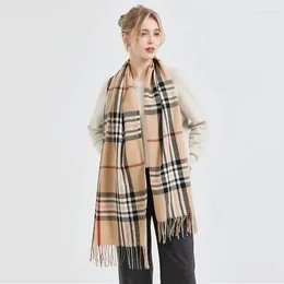 Scarves Luxury Winter Cashmere Scarf Women 2023 Design Warm Pashmina Blanket Plaid Female Shawl Wraps Thick Foulard Bufanda