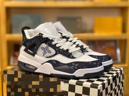 Brand Name Collection Basketball Shoes Men's Designer Jumpman 4 4s Sneakers Dark Blue White Black 2023 Latest Sportswear Lifestyles Outfits