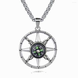 Chains Compass Pendant Couple Sweater Chain Beaded Necklace For Women Men's Necklaces Woman Long Kpop