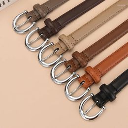 Belts 2023 Autumn Winter Belt Women's Fashion Thin Narrow Genuine Leather Business Leisure Youth Personalised Needle Buckle