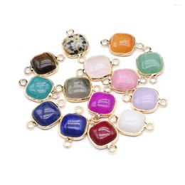 Pendant Necklaces Charms Natural Stone Connector Double Hole Colourful Agates For Making DIY Bracelet Accessories 13mm