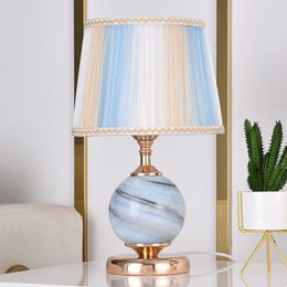 Table Lamps Modern Glass Planet Fabric Lampshade Desk Lamp Led Stand Lights For Bedroom Bedside Study Night Light Fixtures