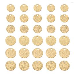Pendant Necklaces 36Pcs Stainless Steel Charms Textured Flat Round Pendants Golden Plated For Women Jewellery Making Diy Earring Necklace