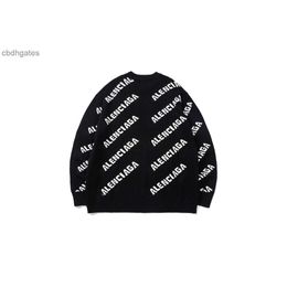 Loose Layer Sweater Thickened Balencaiiga Screen Sweaters b High Double Quality Bullet 800g Letter Jacquard Paris Fit Label Men's Family Women's Knitted 2sht
