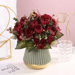 Decorative Flowers Artificial Peonies Silk Peony Plants For Home El Wedding Christmas Tables Arrangement Flower Decor