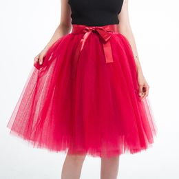 Skirts 5 Layer 65cm Knee Length Tulle Skirt Elegant Pleated Tutu Skirts Womens Vintage Lolita Petticoat Faldas Mujer Saia Jupe 230403