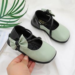 Flat Shoes Spring Fashion Toddler Bow Leather Kids Dress Little Baby Girls Party For 2023 Princess Child 1 2 3 4 5 6 Years Old