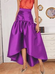 Skirts Women's Party Skin Height Irregular Length Shiny Purple Christmas Lady Fashion Elegant Classic Women African Autumn Water Bottle 230403