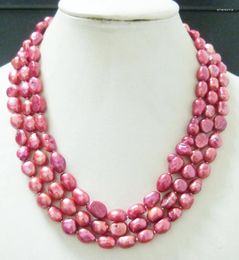 Choker Three Layers Of Baroque Freshwater Pearl Necklace Africa Nigeria Bridesmaids Necklaces 18-22"