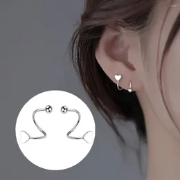 Stud Earrings 1Pair Silver Colour Heart Spring Screw For Women Temperament Cute Star Earring 2023 Korean Fashion Jewellery Gift