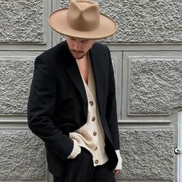 Wide Brim Hats Bucket Hats Fedora Hat Crimping Felt Hat Luxury Man Women Hats Fashion Formal Wedding Decorate Camel Panama Cap Fedoras Gorras Para Mujer 230403