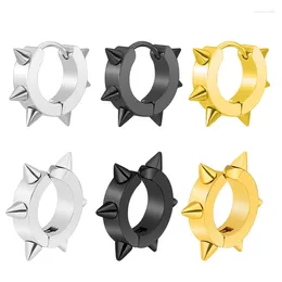 Hoop Earrings Fashion Women Men Huggie Colour Gold Black Steel Spikes Non-piercing Ear Cuff Jewellery