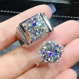 Cluster Rings Fashion Zircon Diamonds Gemstones For Men Women White Gold Silver Colour Jewellery Lover Couple Ring Wedding Party Gifts