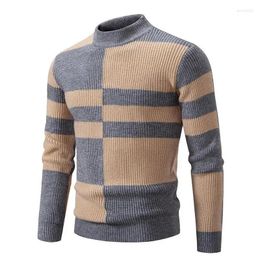 Men's Sweaters Brand Pullover Sweater 2023 Winter Half High Neck Slim Fit Casual Top 156