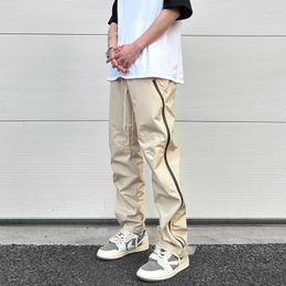 Men's Pants High Street Vibe Functional Tapered Glue Pressed Side Zipper Nylon Trousers Baggy Casual Thin Tactical For Men