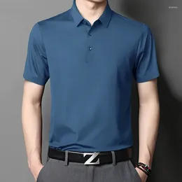 Men's Polos Silk S 2023 Summer Fashion Short Sleeve Business Casual T Shirt For Men Camisa Polo Lq371