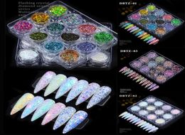 12 Grids Nails Glitter Mermaid Powder Flakes Shiny Round Hexagon Holographic Paillette Sequins Nail Art Decoration Manicure7309231