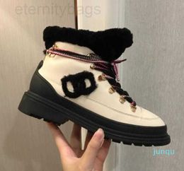 Lace-ups Suede Woman Calfskin Shearling Grey Orange Boots Casual Style Blended Fabrics Street Style Plain Boots Fashion Paris 2023 CCity